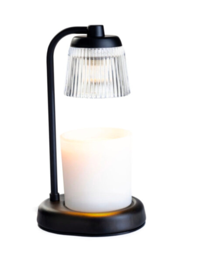 Fluted Glass Black Candle Warmer Lamp